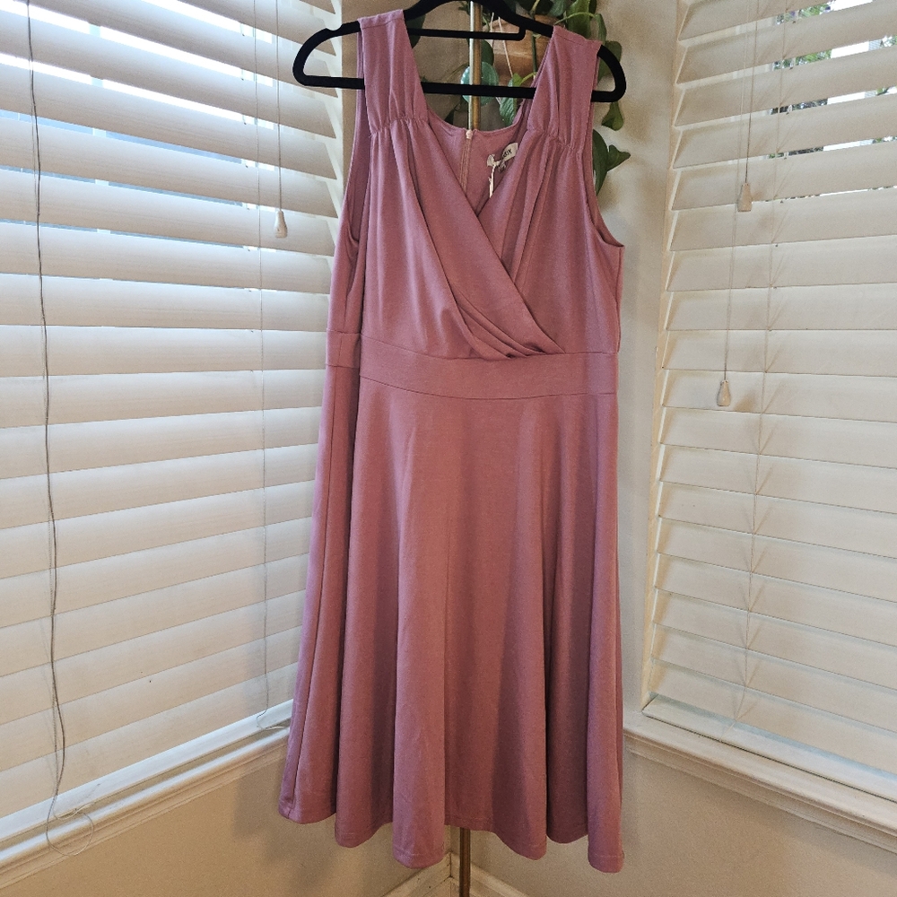 Grace Karin Pink Sleeveless V-Neck Midi Dress
